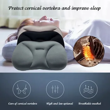 

3D Neck Micro Airball Pillow Deep Sleep Addiction Head Rest Air Cushion Pressure Relief Pillows Gift Washable PillowCase Covers
