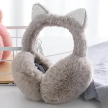 Calymel/зимние пушистые милые женские наушники с блестками в виде кота; женские теплые наушники; модные блестящие наушники с кошачьими ушками; подарки