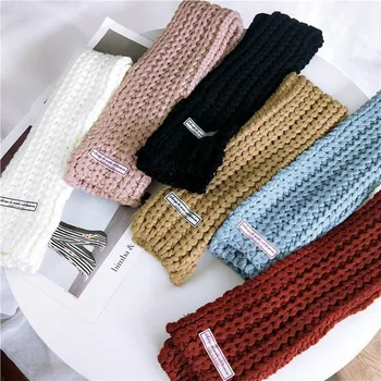 

2019 Fashion Autumn Winter Pure Color Coarse Wool Warm Cashmere Scarf Ladies Korean Fashion Shawl Neckerchief Neck Ring