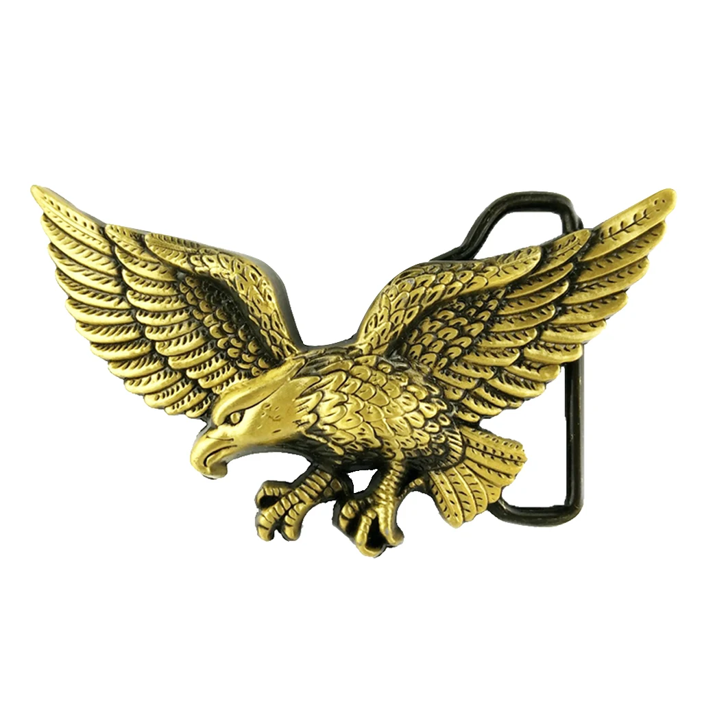 Carved 3D Flying Eagle Pattern Alloy Belt Buckle for Men Cowboy Jean -Bronze