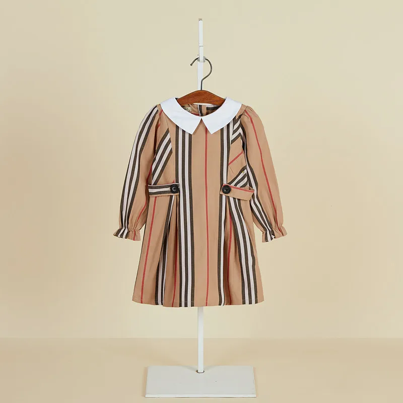 2020 Spring Girls Dress Long Sleeve Kids Dresses For Striped Cotton Children Princess Toddler Girl Clothing 2-6Yrs | Детская одежда и