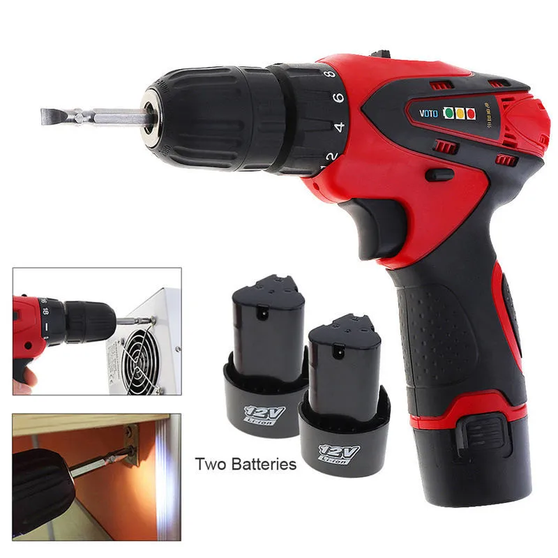 

2 Speed 12V Cordless Powerful Electric Screwdriver Torque Electric Drill Power Tools Rechargeable Lithium Battery Screwdriver