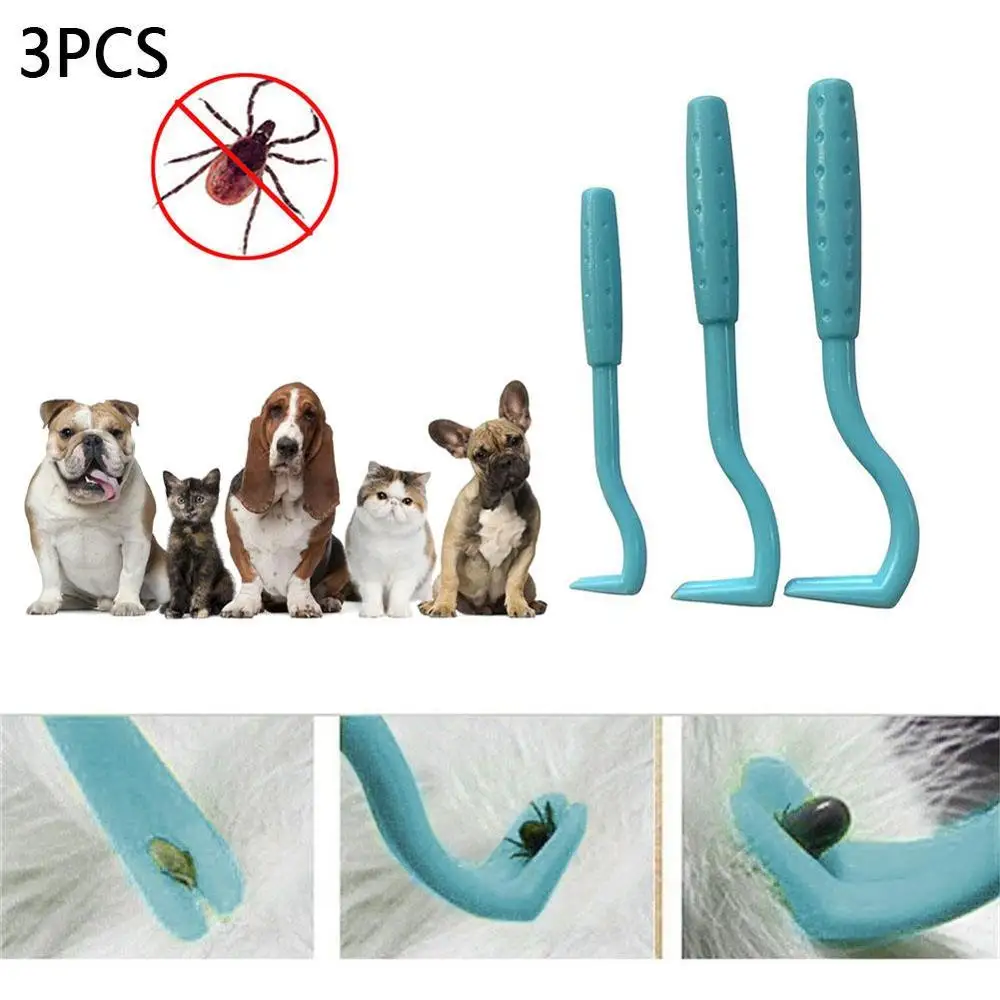Herramienta para quitar pulgas de mascotas, gancho para rascar, SUMINISTROS DE ASEO para perros, Gato, recolector de garrapatas, peine para mascotas, 3 unids/lote