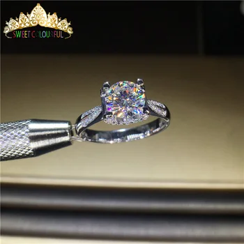 

100% 14K Gold ring Moissanite Diamond Ring D color VVS With national certificate 002