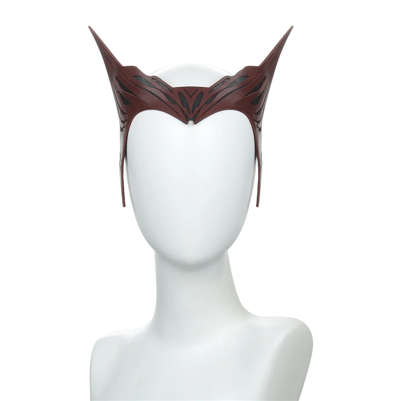 Movie Wanda Vision Scarlet Cosplay Witch Headwear Soft PU Leather Made Scarlet Topknot Cosplay Props
