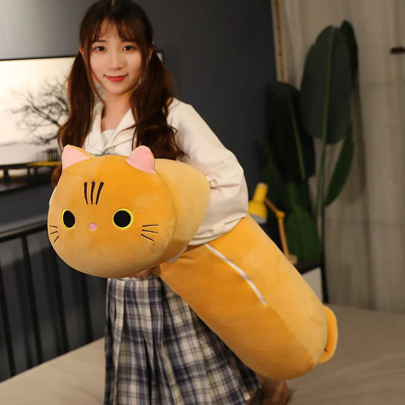 

New 80/100cm Kawaii Baby Cat Pillow Sofa Cushion Kawaii Plush Toy Stuffed Cartoon Animal Doll for Kids Baby Girls Lovely Gift