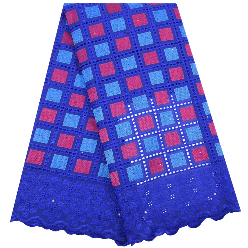 Высокое качество швейцарская вуаль кружева в швейцарской нигерийской кружевной ткани хлопок пробитая африканская кружевная вышивка ткань для свадьбы a1755 - Цвет: Royal blue