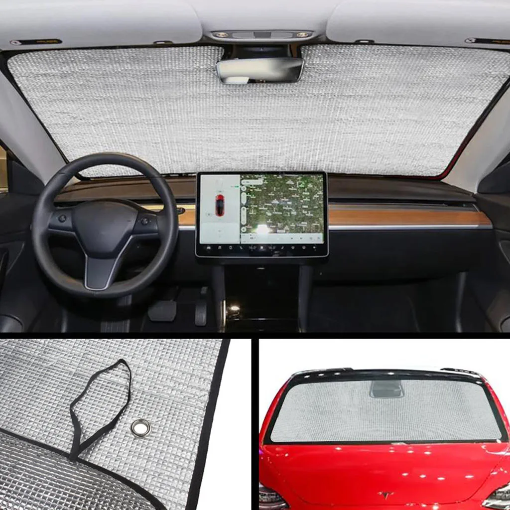 Для Tesla модель 3 тепловой щит лобовое стекло Солнцезащитный козырек крышка окна серебро солнцезащитный теплоизоляция предотвращает старение 8X