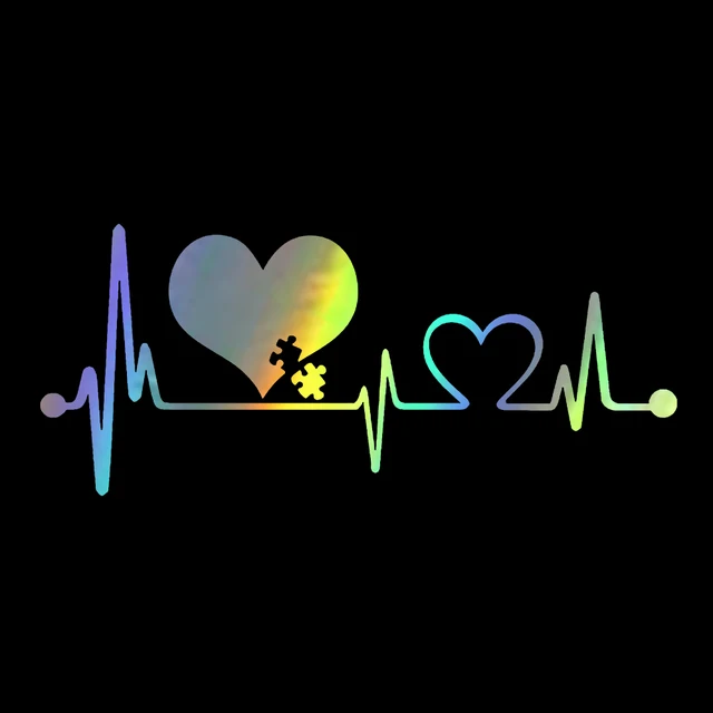 16.6CM*7.2CM Autism Heart Beat Lifeline Creative Car Stickers Car Window Personality Decorative Accessories Car Styling Decals