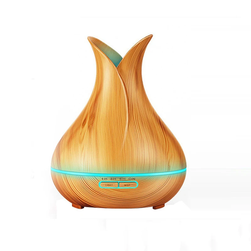 

Petal Wood Grain Aroma Diffuser Hot Selling 400ml Large-Volume Humidifier Ultrasonic Colorful Remote Control