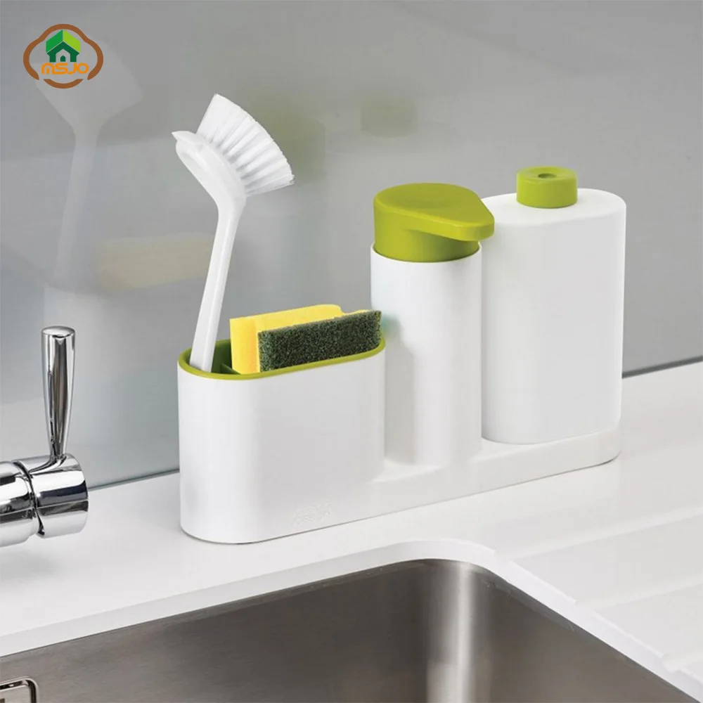 

MSJO Bathroom Accessories Storage Holder Shower Gel Sink Detergent Automatic Dispenser Shelf Set Kitchen Holder Organizer