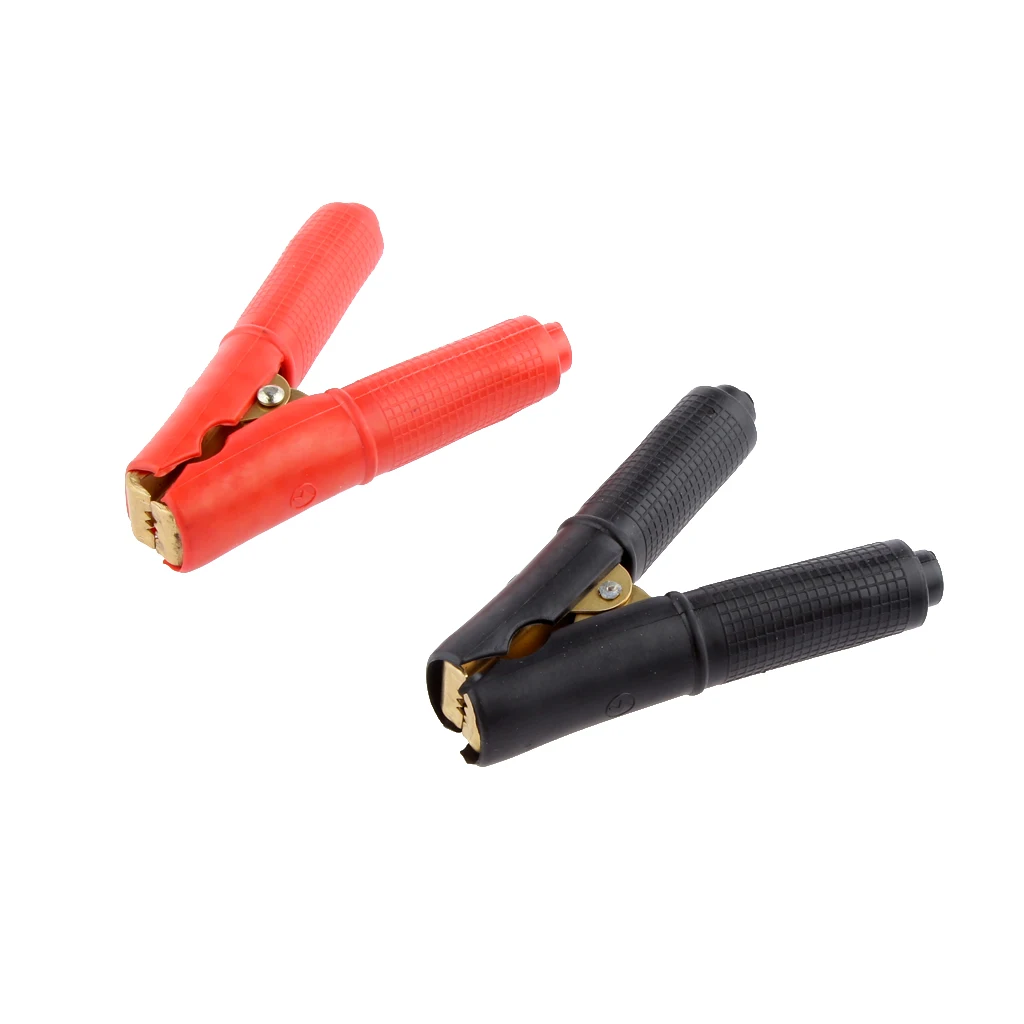 1 Pair Copper Plated Insulated Car Battery Crocodile Clips Alligator Clamps Red and Black 200-Amp