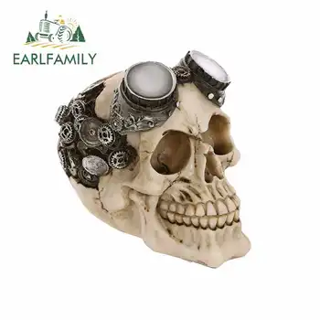 

EARLFAMILY 13cm x 11.8cm For Steampunk Skull With Goggles Car Bumper Window Stickers Car Stickers And Decals Vinyl Material