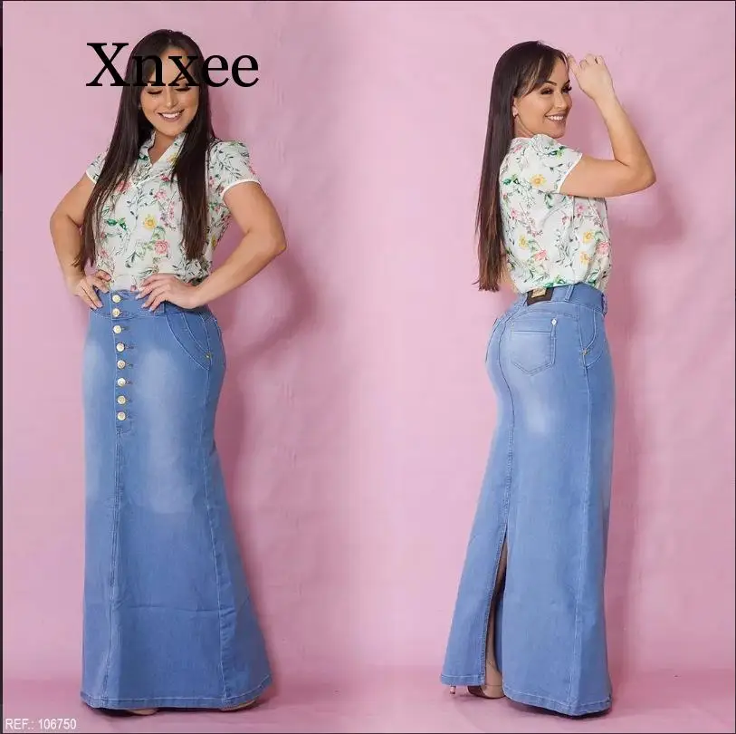 

africa Vintage Fish Tail Denim Skirt Women Jeans Floor Maxi Long Skirt Back Slit Mermaid Trumpet Empire High Waist Stretchy