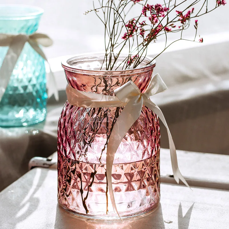 Разноцветная стеклянная ваза INS Гидропоника зеленая Роза лотоса Лилия ваза, домашний декор аксессуары современные цветочные вазы для дома