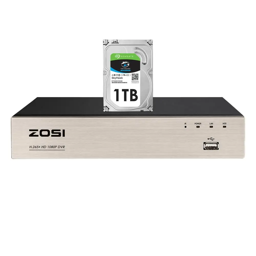 Видеорегистратор ZOSI 4 в 1 8 канальный H.265 + 1080p каналов HDMI поддержка