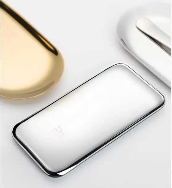 Серебристый Xiaomi ZMI Space из нержавеющей стали 2,0 быстрая зарядка банк питания 6000 мач QPB60 с кожаной пу крышкой и адаптерным кабелем OTG - Цвет: Серебристый