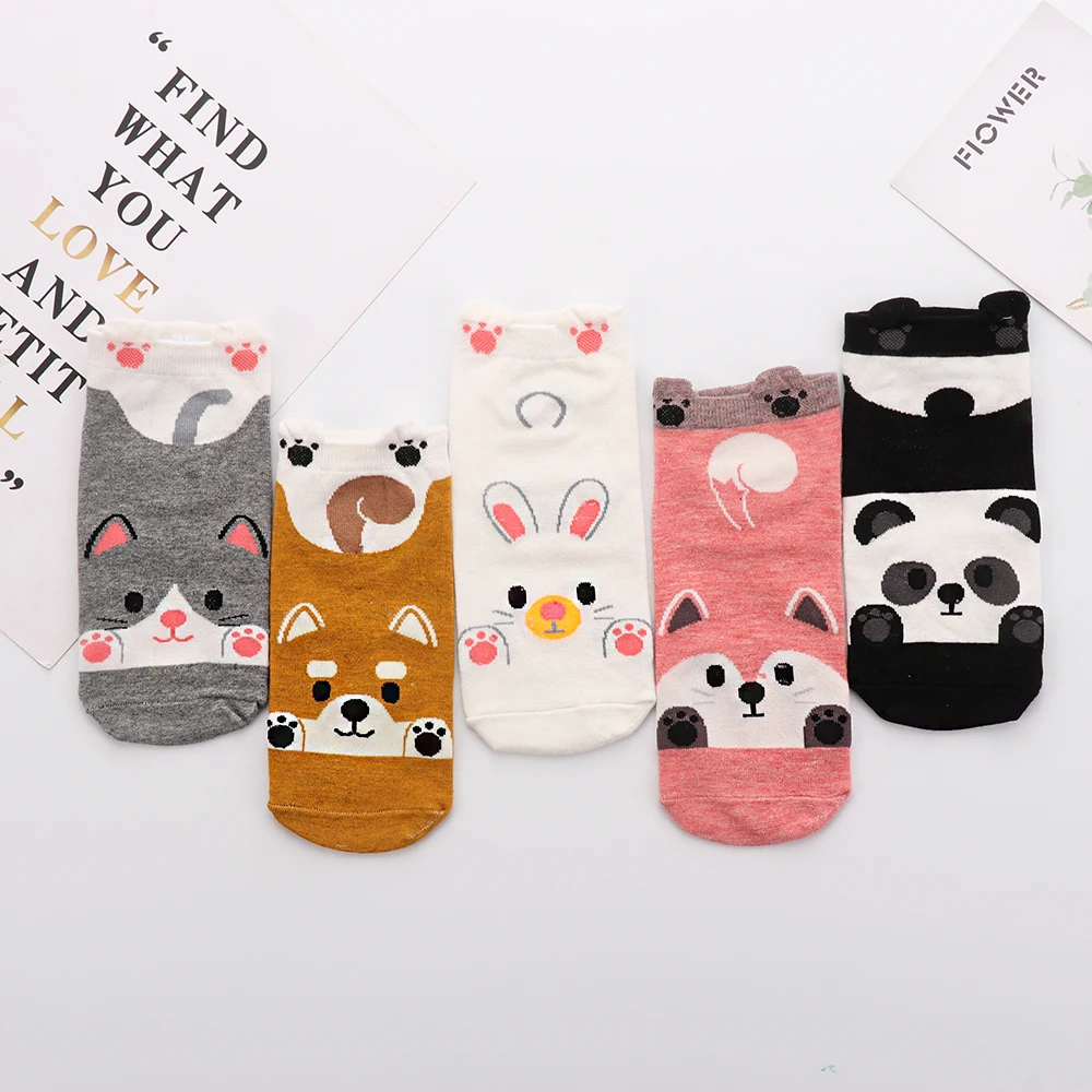 

Cute Cartoon Animal Pattern Casual Boat Socks Short Sock Low Cut Ankle Sock Breathable Soft Sport Socks Kawaii Women funny sock