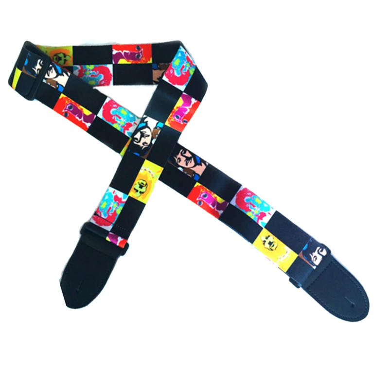 All Men Head Portrait Colourful Print Jacquard Strap with Leather Ends Adjustable Buckle for Acoustic Classical Guitar | Спорт и