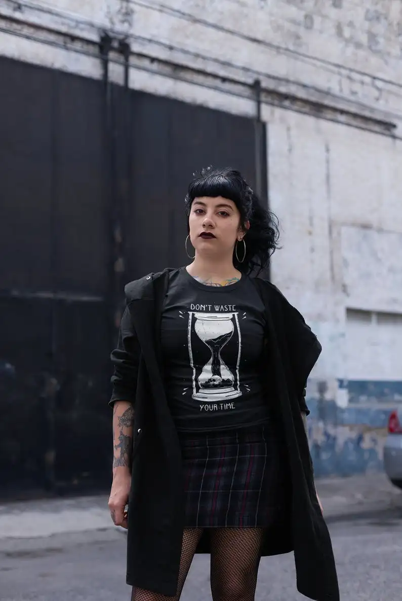 

Don't Waste Your Time art t shirt women aesthetic grunge graphic unisex Fashion Halloween camisetas tee top tshirt Drop Shipping