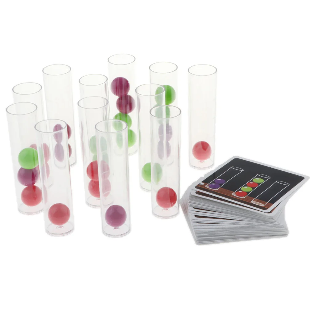 Kids Children Intellectual Pick Up Cards and Remove Balls into Tubes Developmental Toy, Fine Motor Skills
