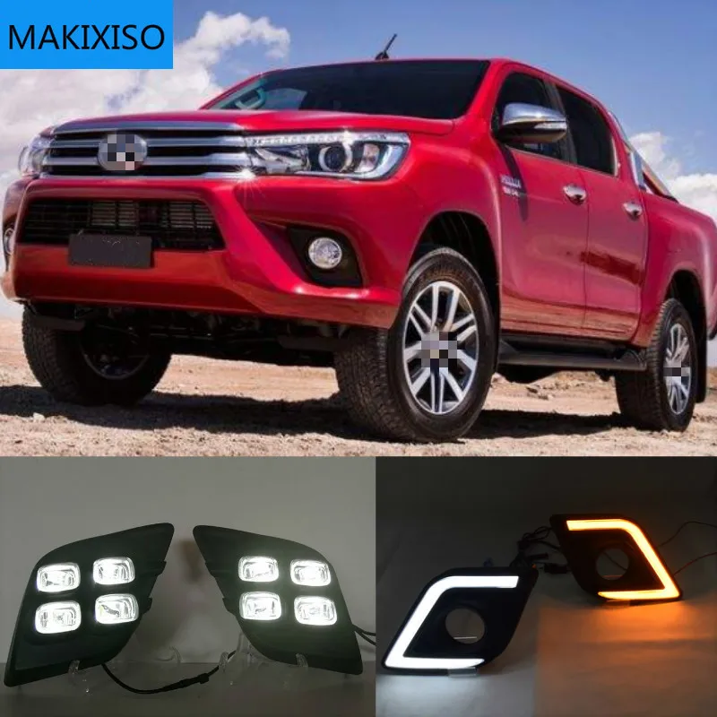 2 шт. светодиодный Toyota Hilux Revo Vigo 2015 2016 2017 светодиодные дневные ходовые огни дневной
