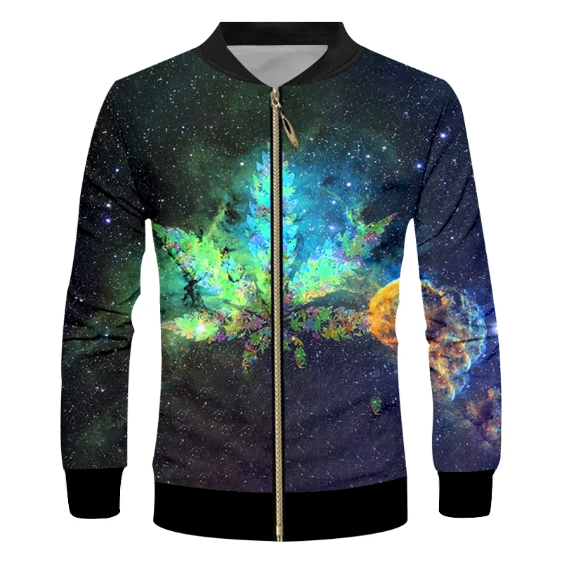 

New Weeds Starry sky 3D Printed jacket Men/Women Harajuku coat Fashion long Sleeve Hip Hop outwear oversize sportswear dropship