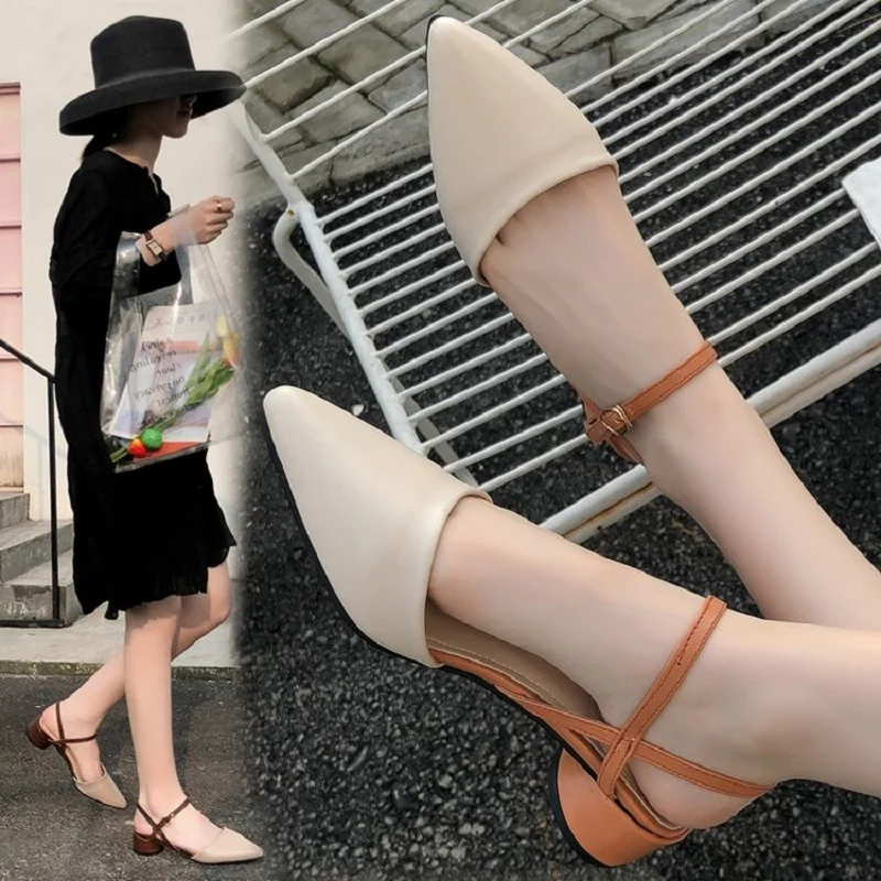 Женские босоножки новинка 2019 популярные туфли с острым носком и открытым модные