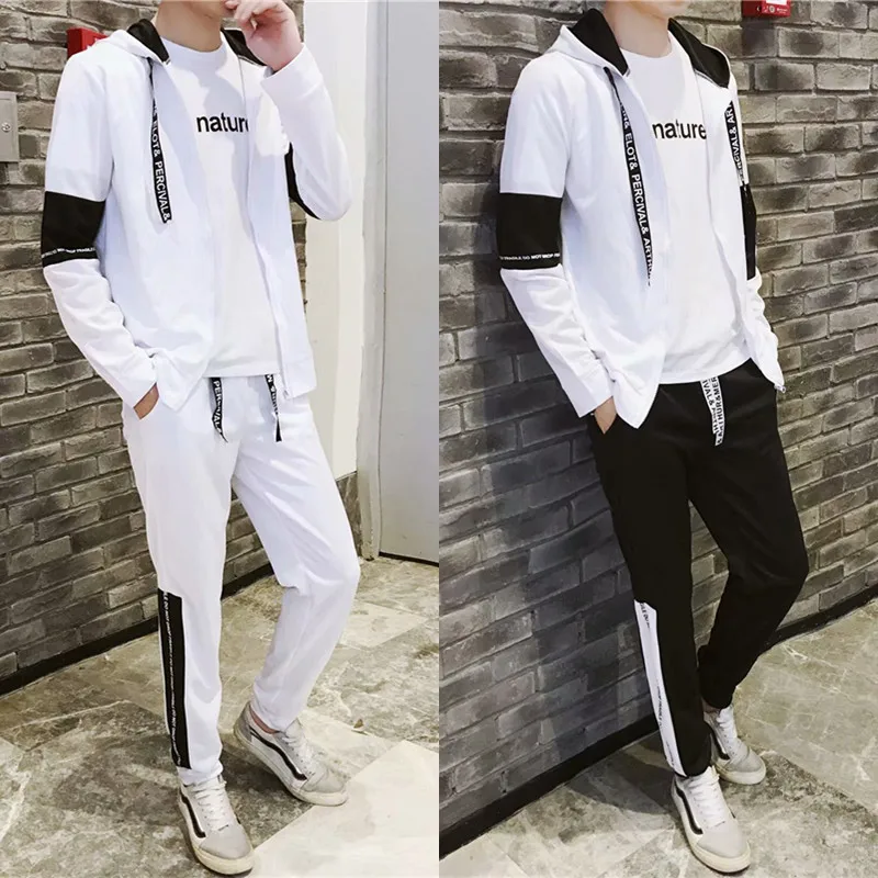 

2019 New Style Teenager Hoodie Suit Men's Spring And Autumn Long Sleeve Hooded Two-Piece Set Sports Set Clothes Fashion