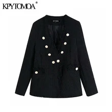 Винтажные стильные потертые двубортные блейзеры с кисточками, пальто для женщин, модная женская верхняя одежда с v-образным вырезом и длинным рукавом, шикарные топы