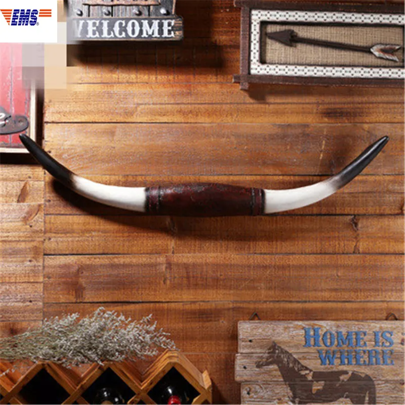 

American Country Cowboy Style Simulation Ox Horn Resin Craftwork Pendant Creative Guesthouse Wall Art Decorations X2556
