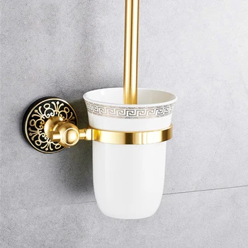 

Carved Black Golden Space Aluminum Toilet Brushes Storage Holder Suits Organizer Bathroom Accessories For Cleaning Toliet