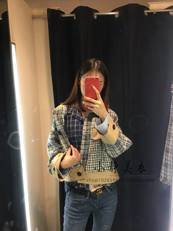 

Yh58 2019 Spring New Style Graceful Tweed-Joint Jacket Women's