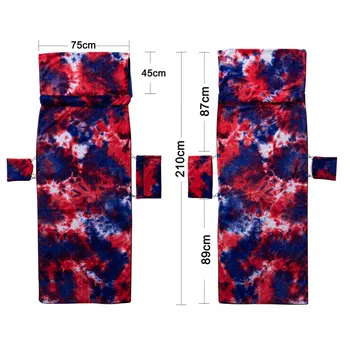 

Tie Dye Lounge Chair Cover Portable Microfiber Chaise Lounge Towel Cover with Side Storage Pouches Anti-slip Beach Chair Cover