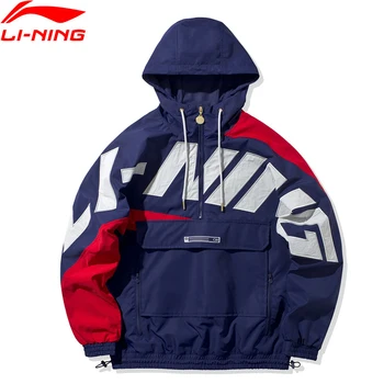 

Li-Ning Men The Trend Sports Windbreaker Loose Fit Polyester Nylon Hit-Color Pockets LiNing Sport Jackets AFDQ025
