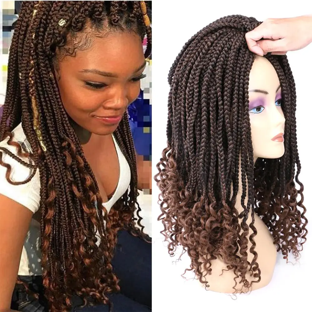 Mtmei Hair 18“ Box Braiding hair with Curly Ends Goddess Box Braids Hair Extentions Senegalese Braids Ombre Box Braiding hair