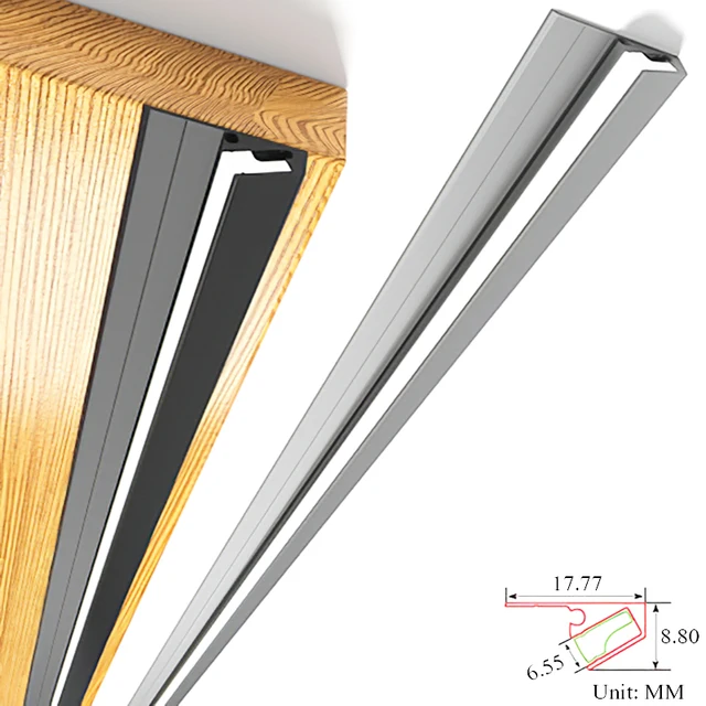 ด้านใน 45 องศามุม LED Strip ลําแสงเฉียงตู้ชั้นขอบด้านข้าง Light-Emitting ไม่มี Slotting พื้นผิวติดตั้ง DC12V 1