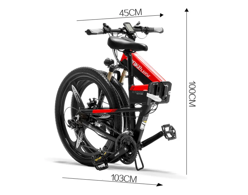 XT600 26 ''складной электровелосипед 400 Вт 12.8Ah съемный аккумулятор 21 скорость горный велосипед 5 уровень Педаль Помощь Запираемая подвеска вилка