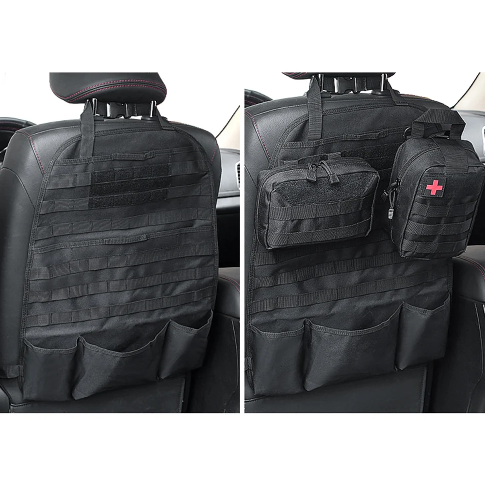

Auto Car Seat Back Organizer Storage bag Molle Vehicle Panel Pouch bag Cover Multi Poket Brown For Tesla Model 3 Bmw E46 E90 VW