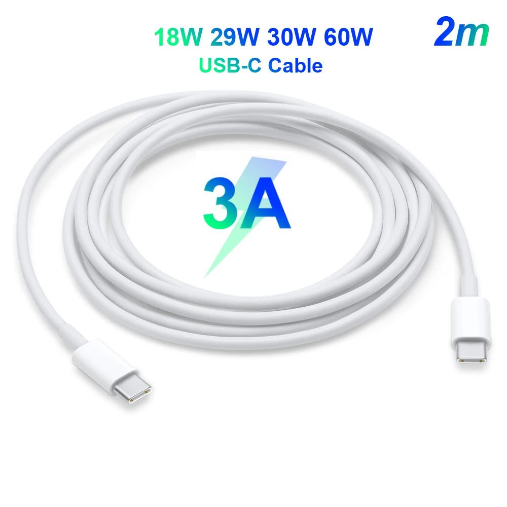 USB-C Cable 2m 5A E-MARK PD100W fast charging Applicable Thunderbolt 3 for MacBook iPad PD 30W 61W 87W 96W Power Adapter Line