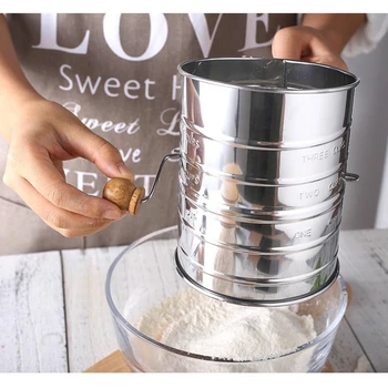 

Powerful Hand-crank Flour Sifter Stainless Steel Icing Sugar Mesh Sieve Cup Bake