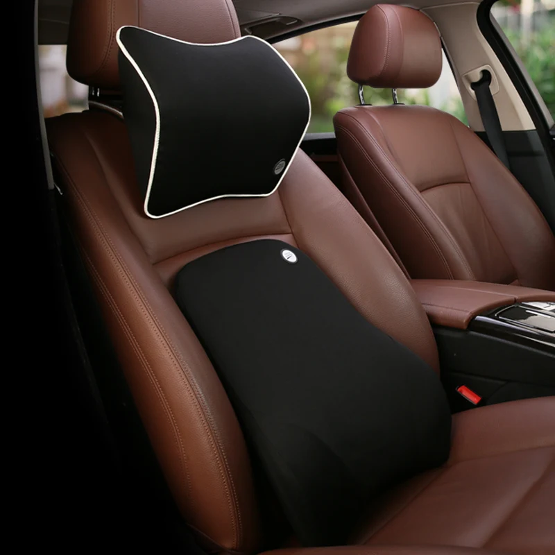 

KKYSYELVA BLACK Head Neck Rest Massage Memory Foam Cushion Support Headrest Pillow Car Seat Cover 5 Colors Universal Car Styling