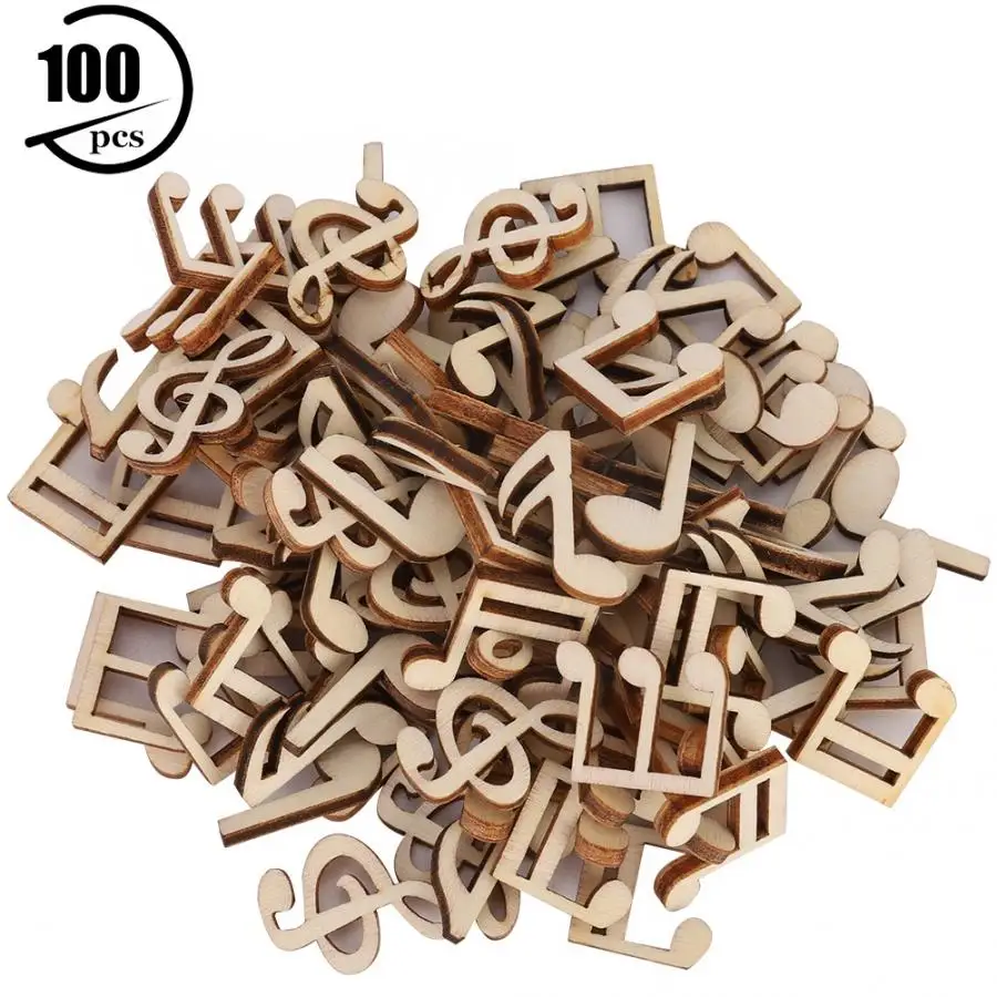 

Figurine 100 Pcs Wooden Music Note Mixed Decorative 2cm Note Clip for Decoration Accessory garden decoration