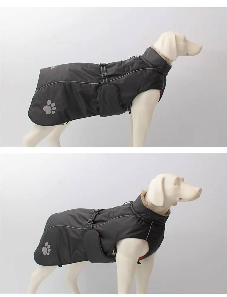 Зимняя утепленная куртка для собак водонепроницаемый Зимний комбинезон для собак ветрозащитная Светоотражающая одежда для домашних животных для средних и больших собак стеганые пальто