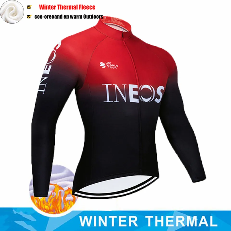 Зимняя Теплая Флисовая одежда 2022 Pro team INEOS велосипедная Джерси длинная для