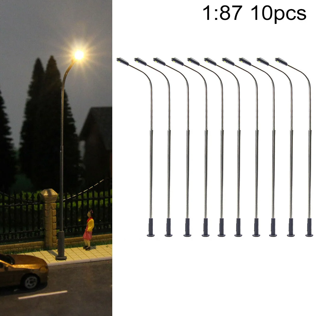 Breathing lamp kit 10Pcs Model Railway Warm White HO Scale Lamps Post 1:87 Street Light Single Head Lamps Model Street Lights Garden decoration