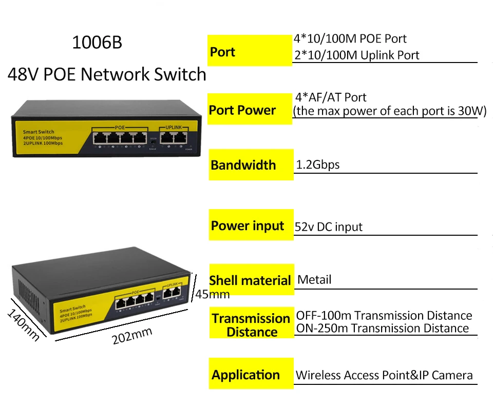 48v poe switch de rede 10 100