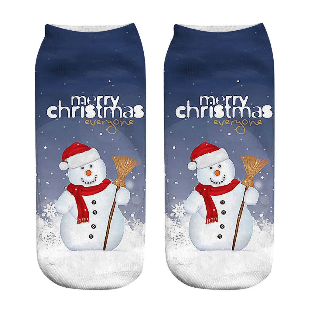 Рождественские носки Модные забавные Женские носочки унисекс с 3D принтом милые короткие носки для мужчин и женщин повседневные короткие носки - Цвет: G