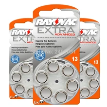 Батареи слухового аппарата 60 шт./1 коробка RAYOVAC EXTRA-A13/PR48/S13 цинк воздушный аккумулятор 1,45 в Размер 13 диаметр 7,9 мм толщина 5,4 мм