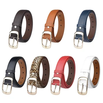 

New 2019 Fashion Women Belt Cinturones Mujer Ladies Faux Leather Gold Pin Metal Buckle Straps Girls Fashion Accessories Ceinture